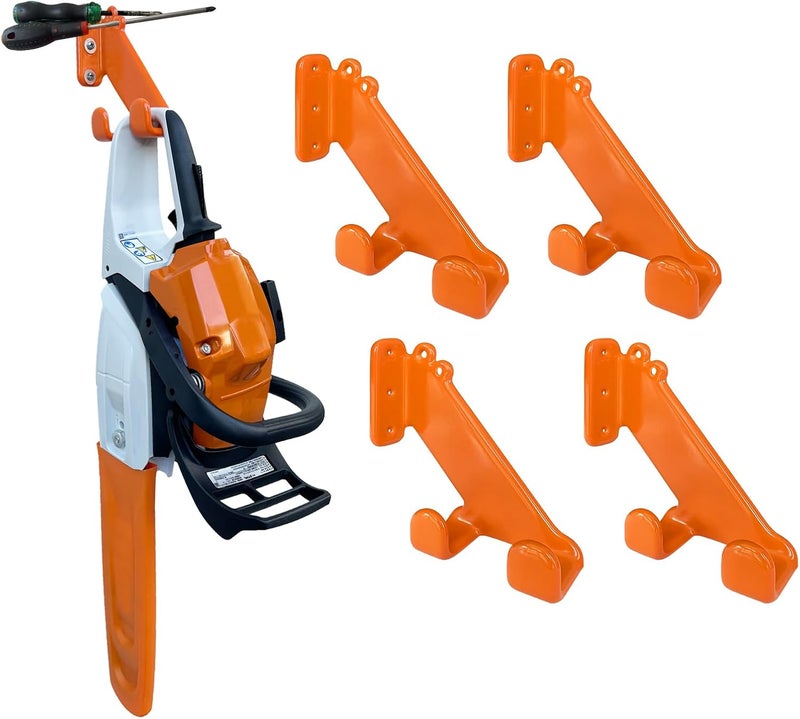 OSROENE Chainsaw Hanger, 4 Pack Chainsaw Wall Mount, Heavy Duty Chainsaw Holder, Garage Organization Garage Storage Shed Organizer Mounted Chainsaw Rack - Image 1